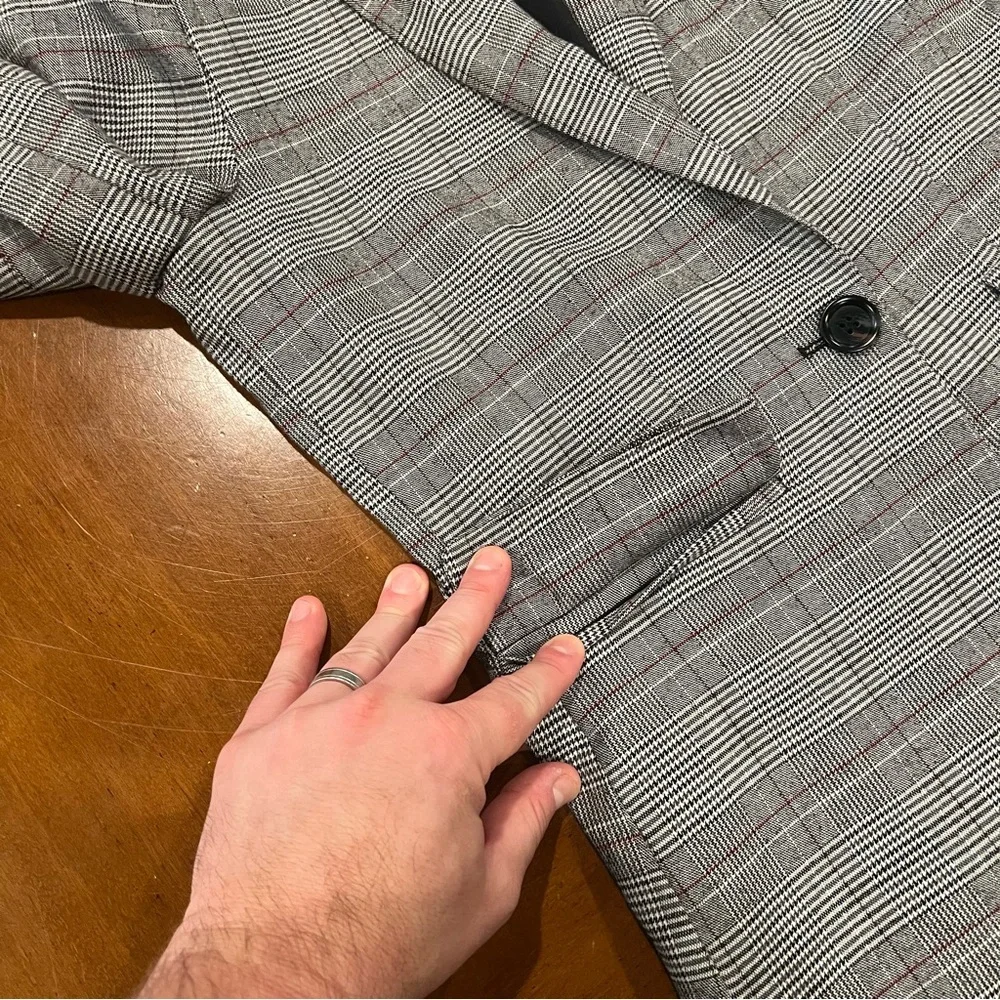 Evereve Dawson Plaid Blazer Grey Multi Small Careerwear Office Button‎ Front